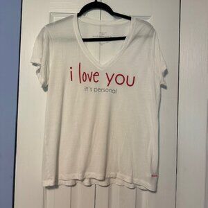 Peace Love World white Vneck Tshirt